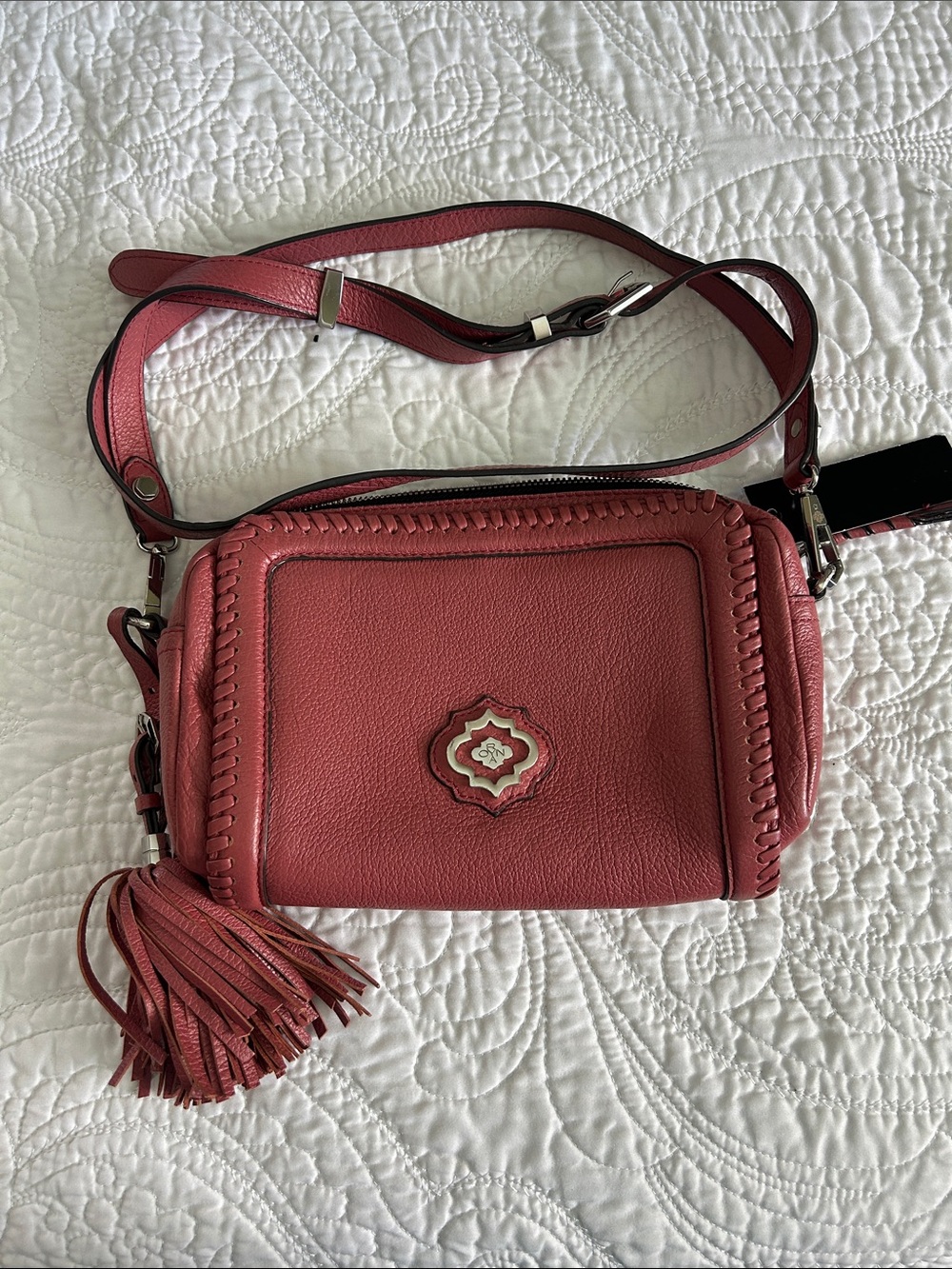 Oryan Leather Crossbody Bag with Tassel